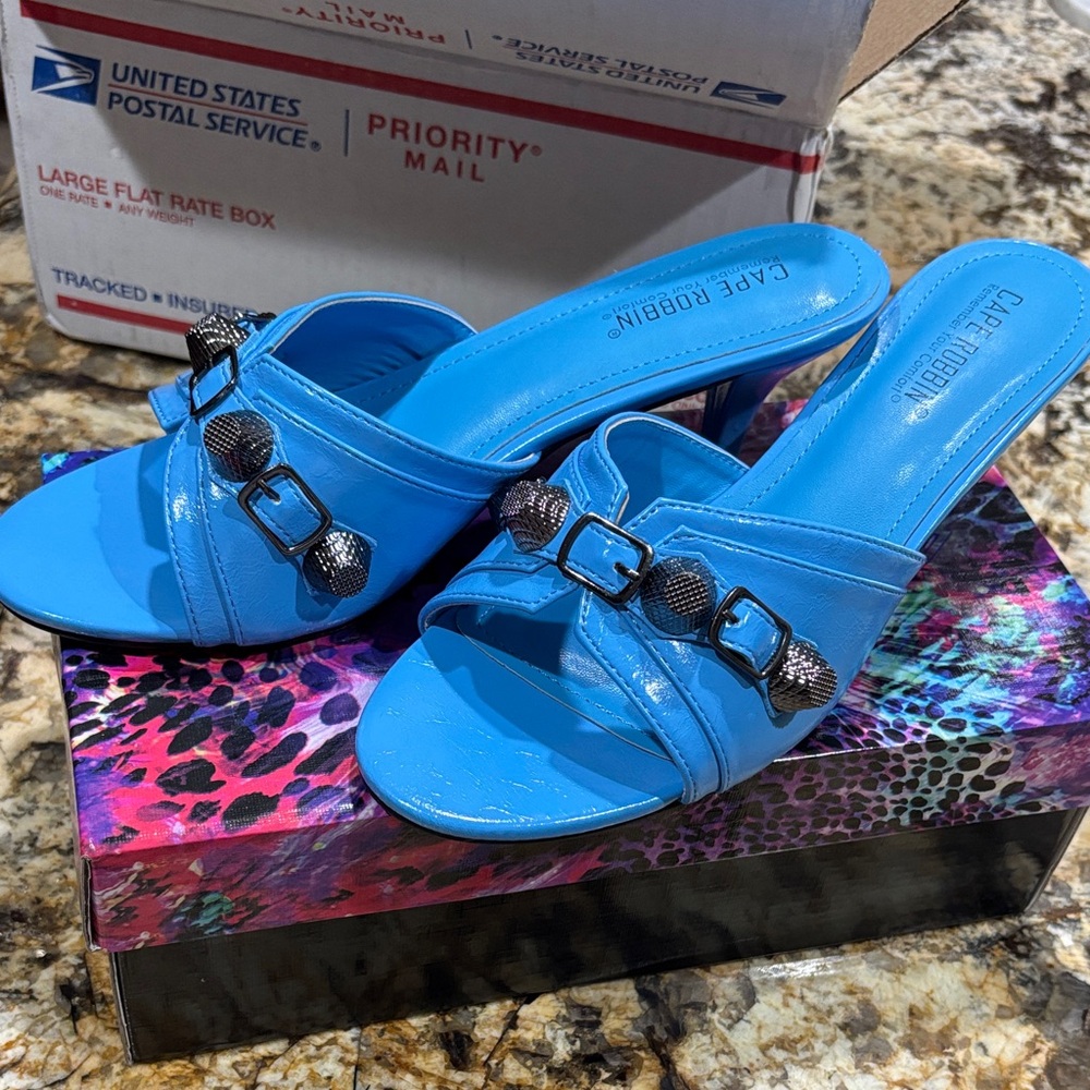 Caparros Vibrant Blue Slide Sandals